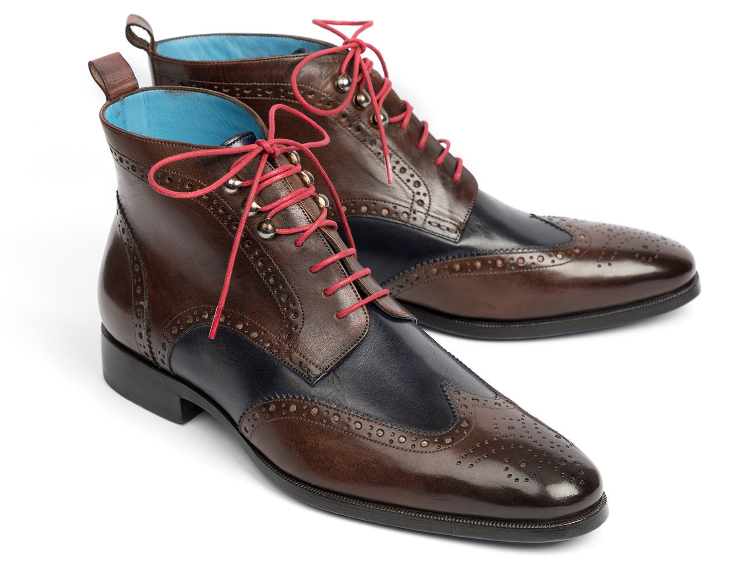 Paul Parkman Wingtip Ankle Boots Dual Tone Brown &amp; Blue (ID