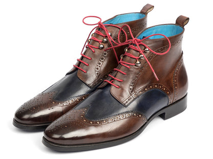 Paul Parkman Wingtip Ankle Boots Dual Tone Brown &amp; Blue (ID