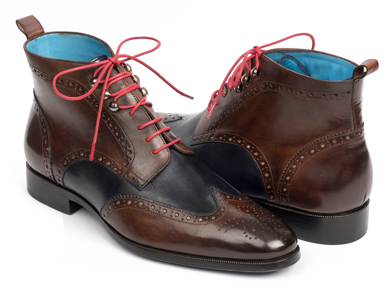 Paul Parkman Wingtip Ankle Boots Dual Tone Brown &amp; Blue (ID