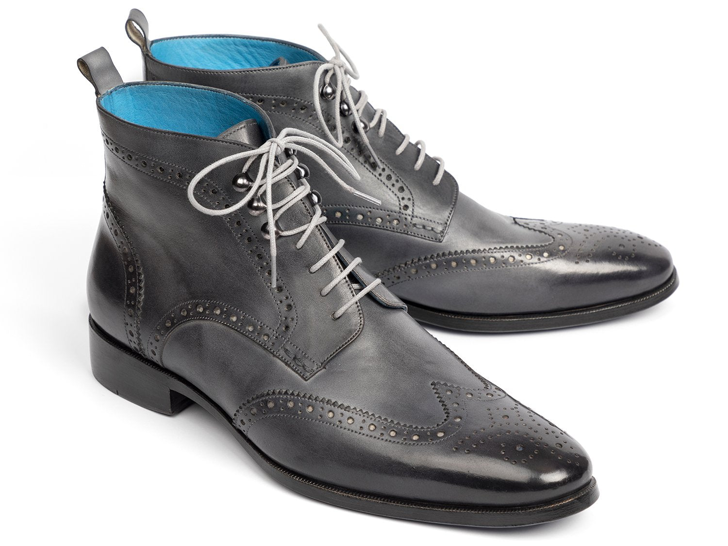 Paul Parkman Wingtip Ankle Boots Gray Hand-Painted (ID