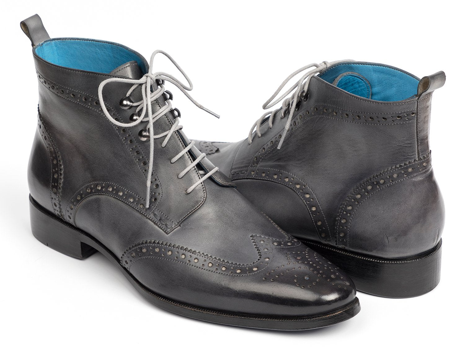 Paul Parkman Wingtip Ankle Boots Gray Hand-Painted (ID