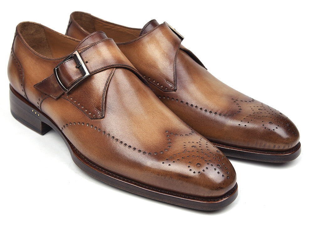 Paul Parkman Wingtip Single Monkstraps Brown & Camel (ID