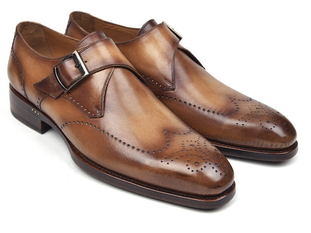 Paul Parkman Wingtip Single Monkstraps Brown &amp; Camel (ID