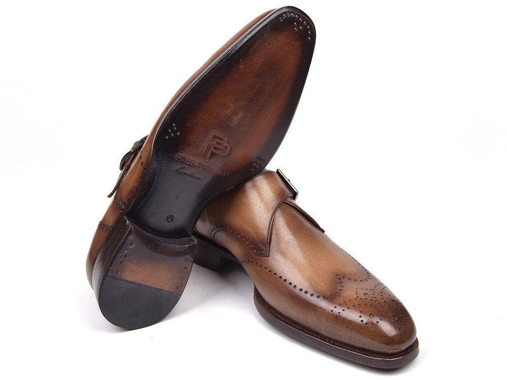 Paul Parkman Wingtip Single Monkstraps Brown &amp; Camel (ID