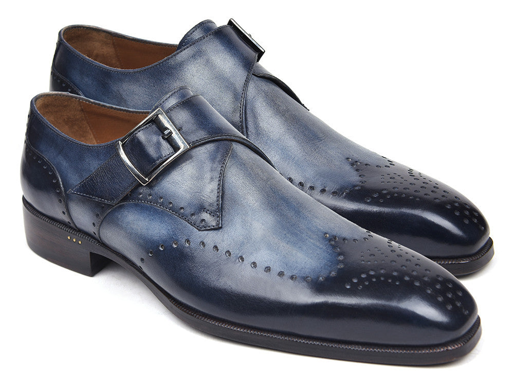 Paul Parkman Wingtip Single Monkstraps Navy (ID