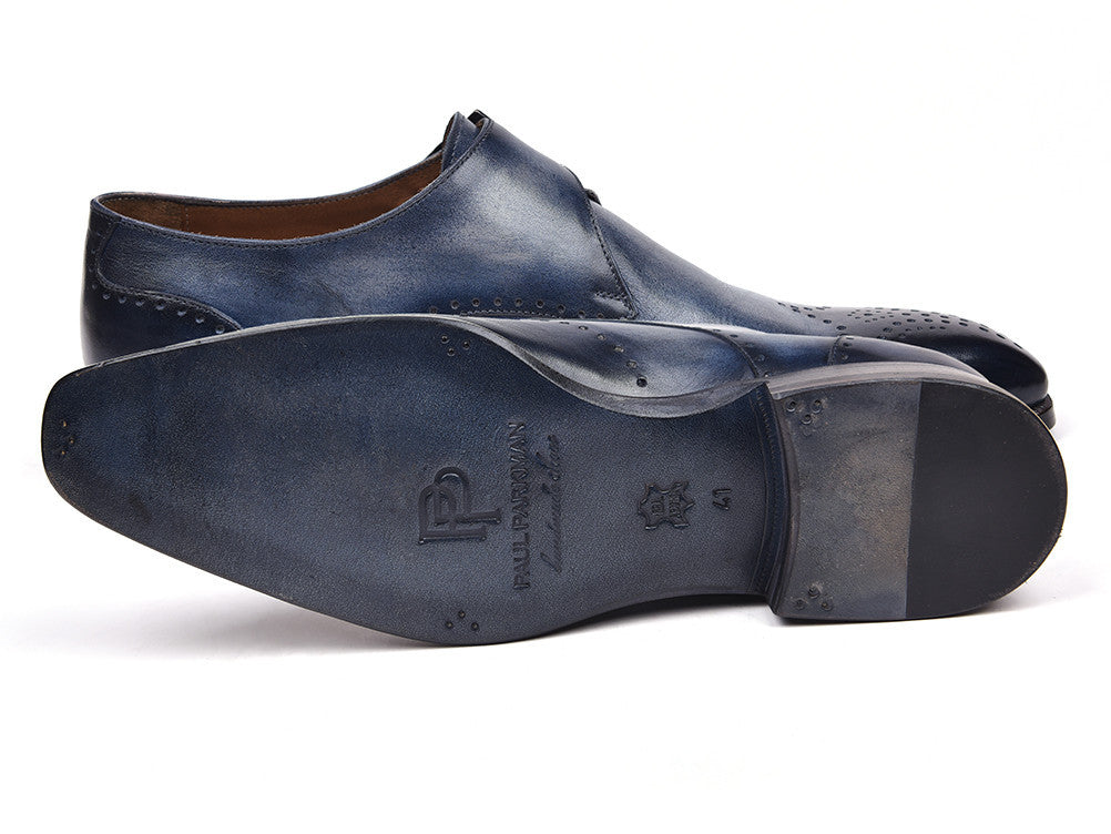 Paul Parkman Wingtip Single Monkstraps Navy (ID