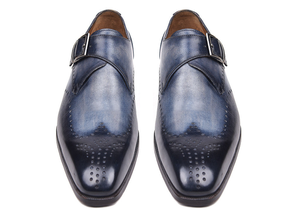 Paul Parkman Wingtip Single Monkstraps Navy (ID