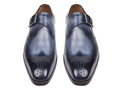 Paul Parkman Wingtip Single Monkstraps Navy (ID