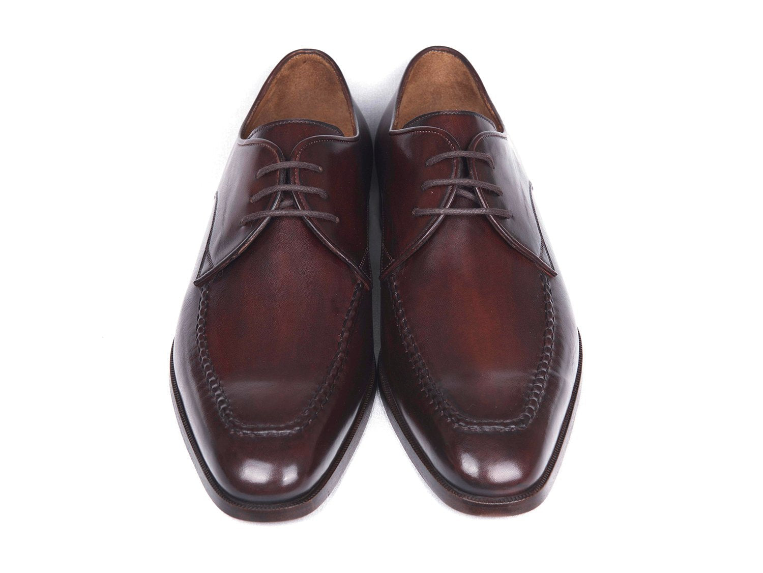 Paul Parkman Brown &amp; Bordeaux Leather Apron Derby Shoes (ID