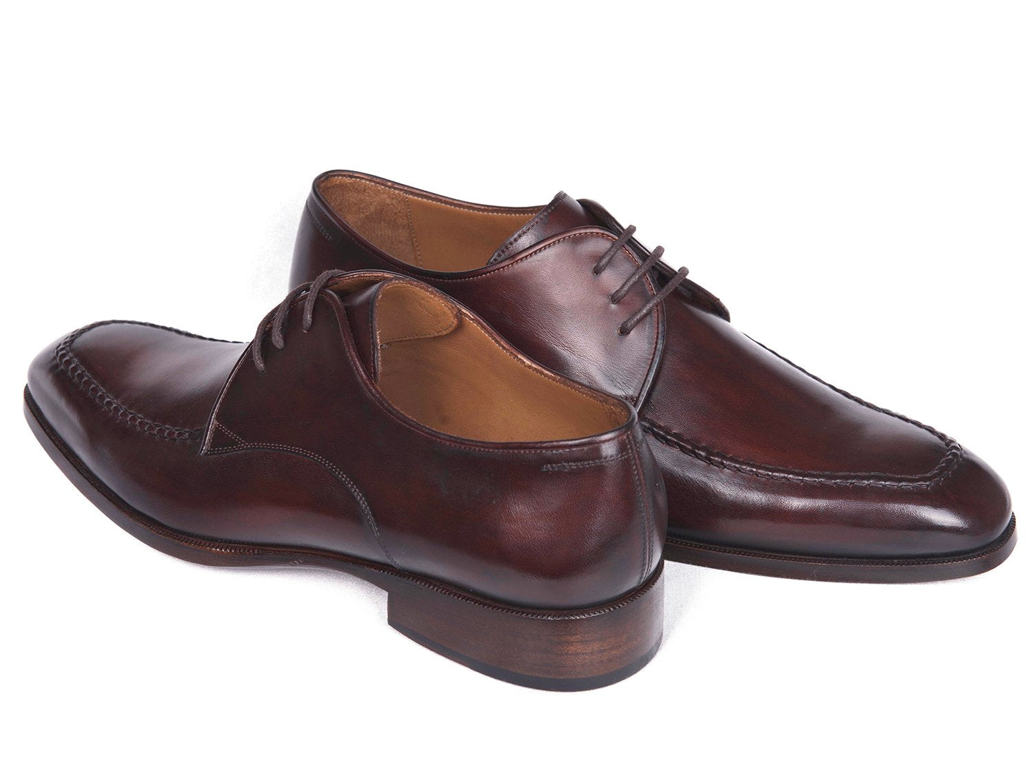 Paul Parkman Brown &amp; Bordeaux Leather Apron Derby Shoes (ID