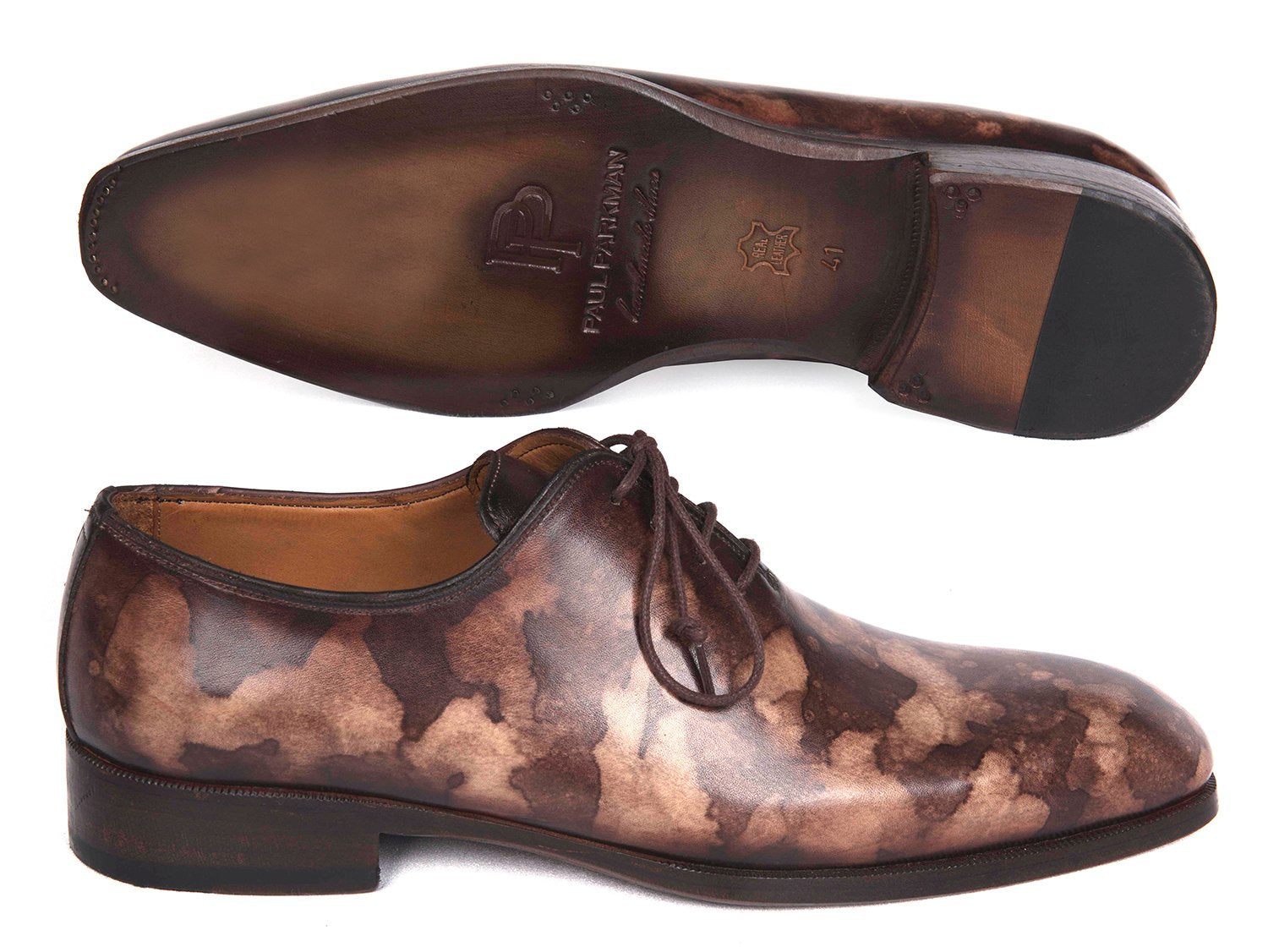 Paul Parkman Camouflage Hand-Painted Wholecut Oxfords Brown (ID