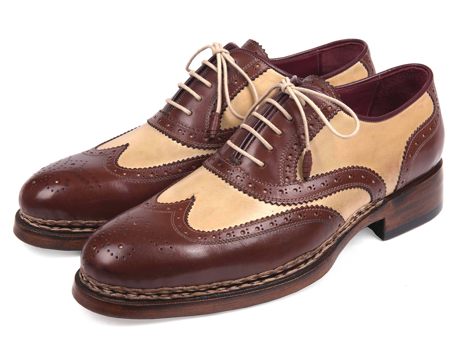 Paul Parkman Triple Leather Sole Goodyear Welted Wingtip Brogues (ID