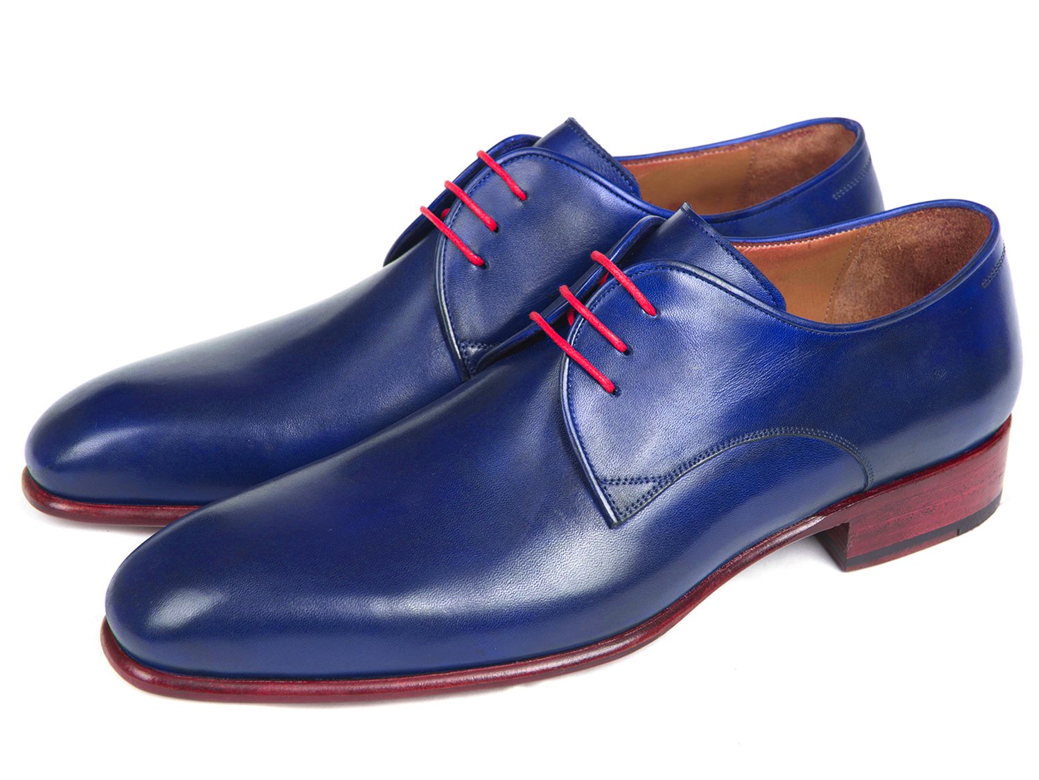 Paul Parkman Blue Hand Painted Derby Shoes (ID