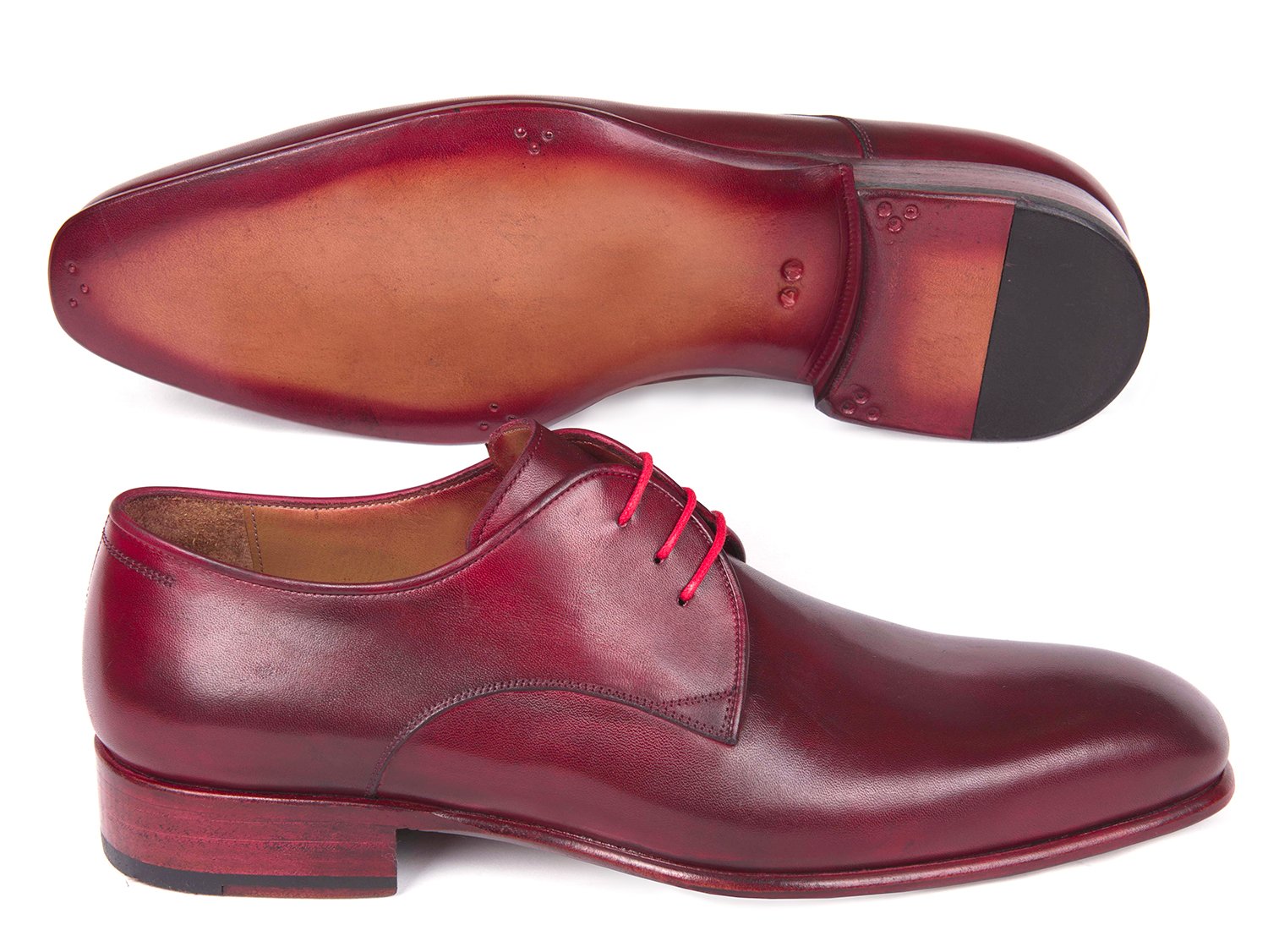 Paul Parkman Burgundy Hand Painted Derby Shoes (ID