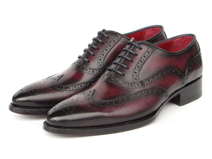 Paul Parkman Bordeaux Burnished Goodyear Welted Wingtip Oxford Shoes (ID