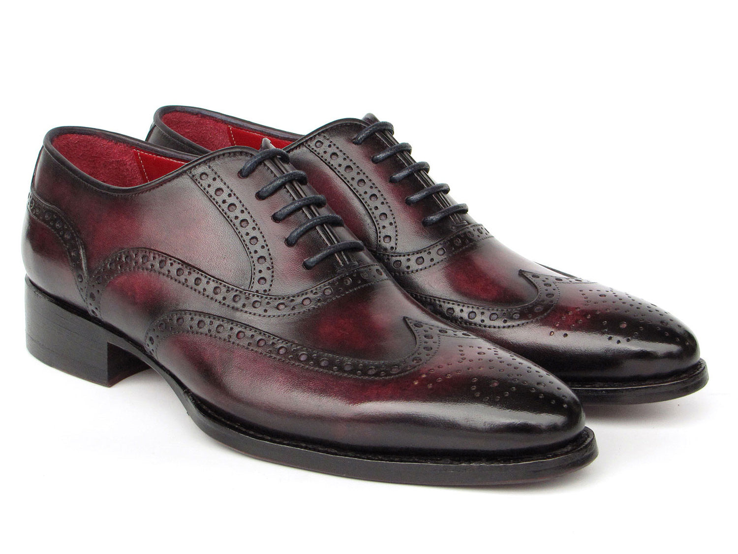 Paul Parkman Bordeaux Burnished Goodyear Welted Wingtip Oxford Shoes (ID