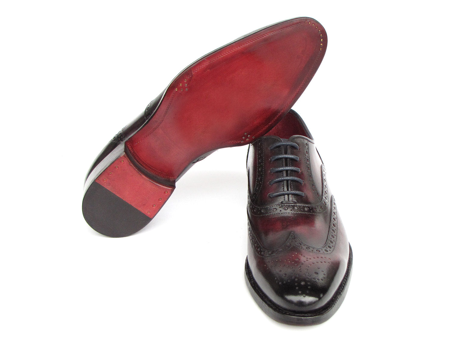 Paul Parkman Bordeaux Burnished Goodyear Welted Wingtip Oxford Shoes (ID