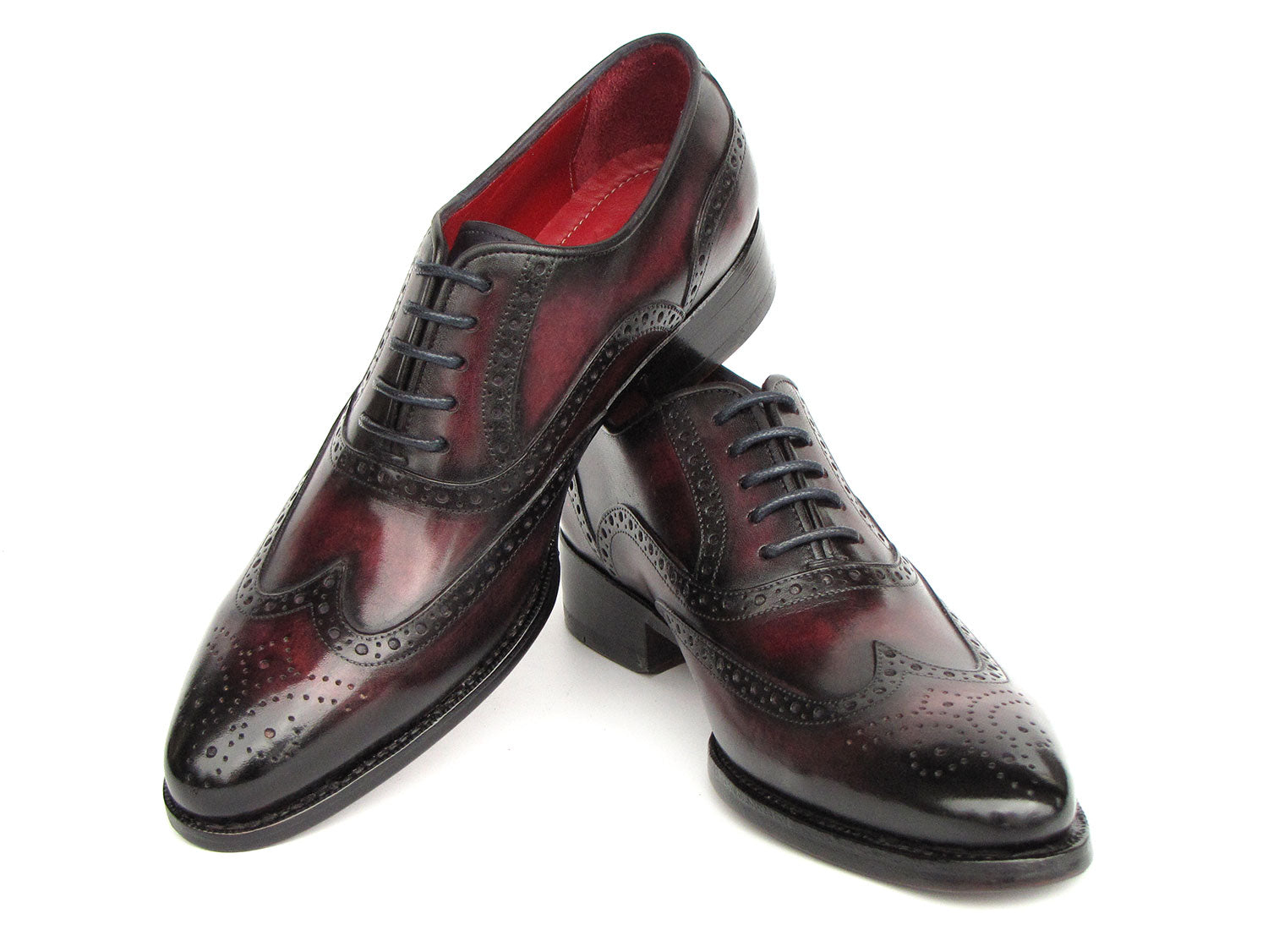 Paul Parkman Bordeaux Burnished Goodyear Welted Wingtip Oxford Shoes (ID