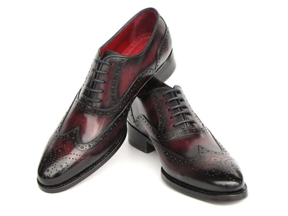 Paul Parkman Bordeaux Burnished Goodyear Welted Wingtip Oxford Shoes (ID