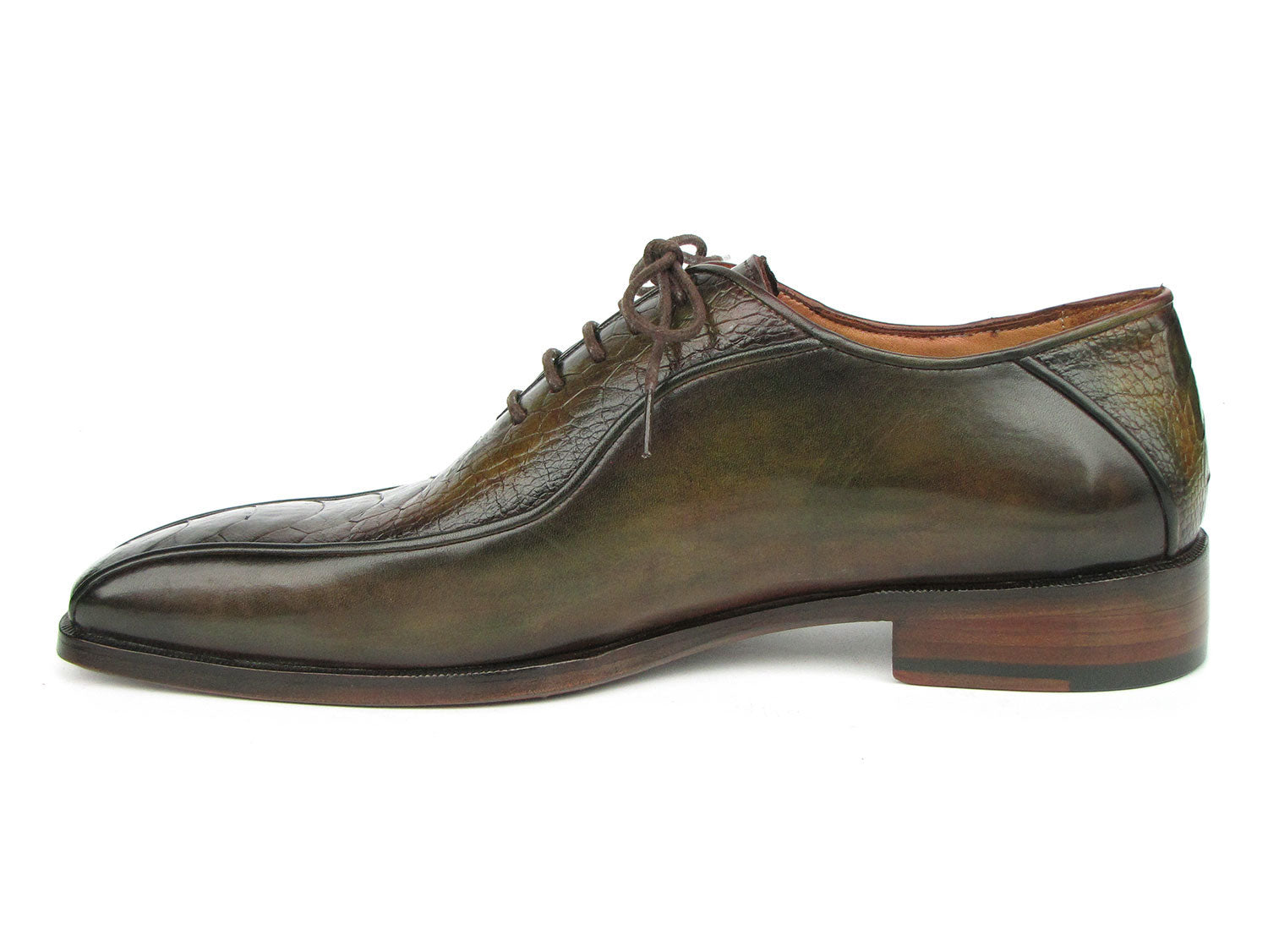 Paul Parkman Green Genuine Ostrich Leg Bicycle Toe Oxfords (ID