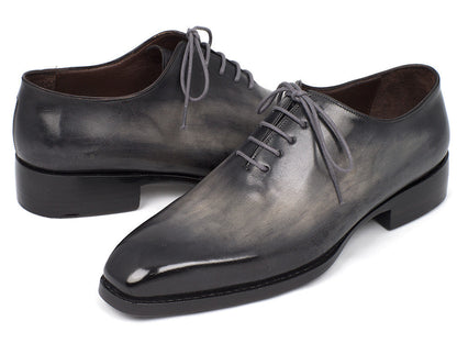 Paul Parkman Goodyear Welted Wholecut Oxfords Gray Black Hand-Painted (ID