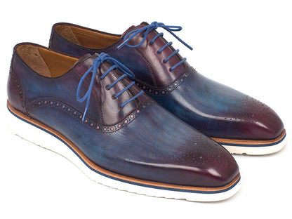 Paul Parkman Smart Casual Oxford Shoes For Men Blue &amp; Purple (ID