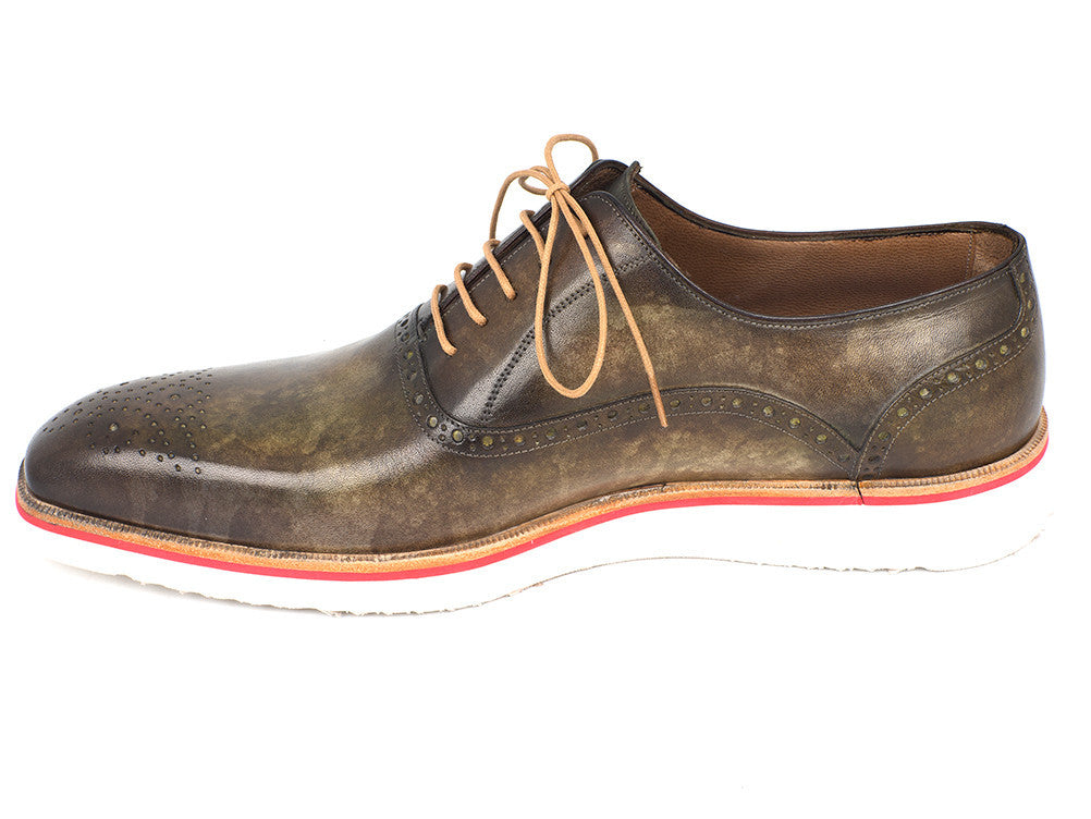 Paul Parkman Smart Casual Oxford Shoes For Men Army Green (ID