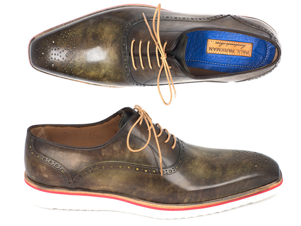 Paul Parkman Smart Casual Oxford Shoes For Men Army Green (ID