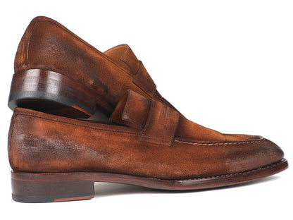 Paul Parkman Brown Antique Suede Goodyear Welted Loafers (ID