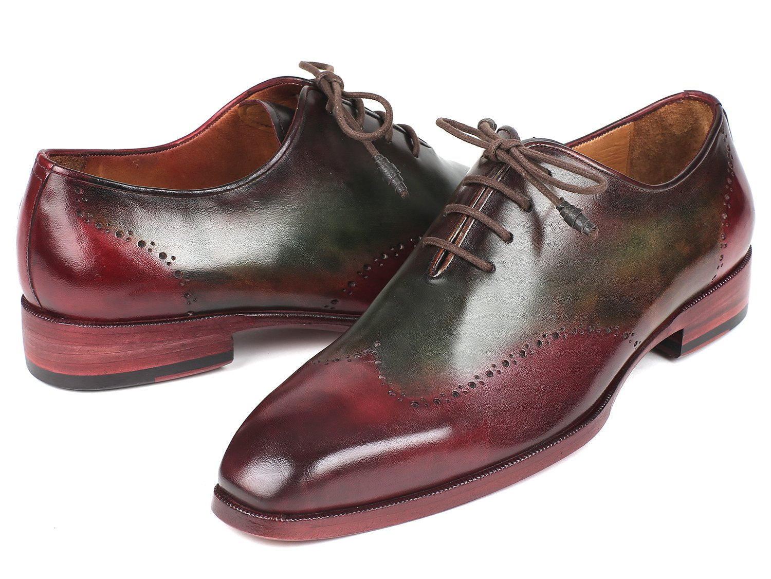 Paul Parkman Bordeaux &amp; Green Wingtip Oxfords (ID