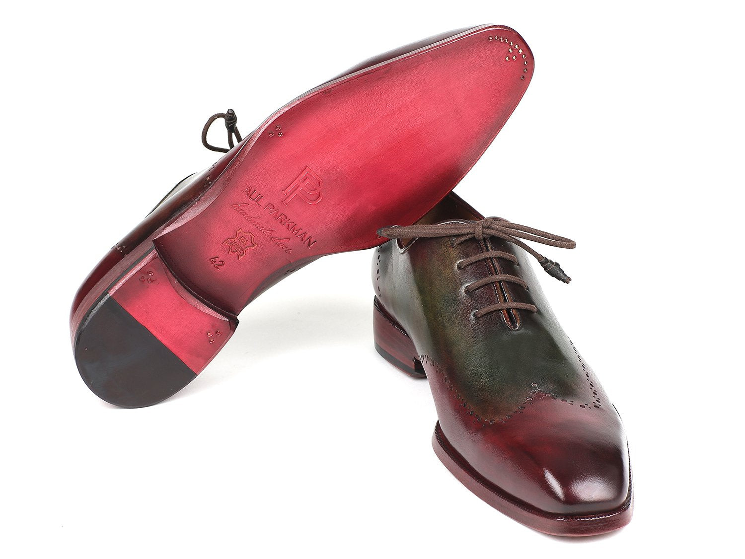 Paul Parkman Bordeaux &amp; Green Wingtip Oxfords (ID