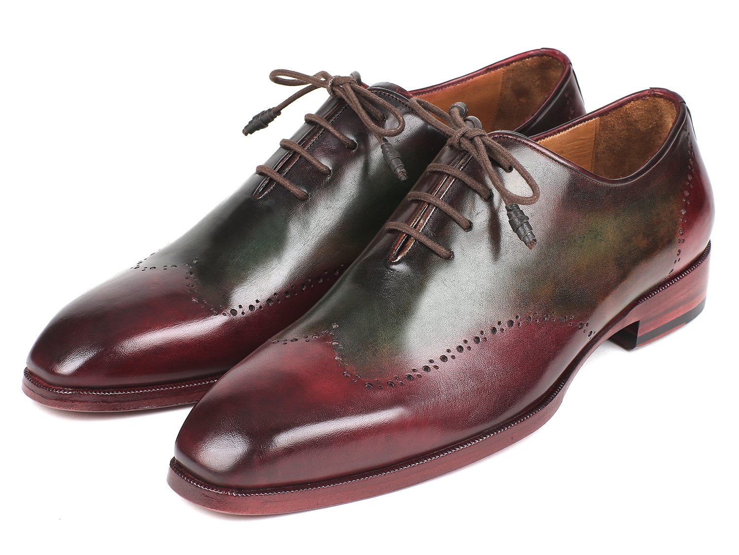 Paul Parkman Bordeaux &amp; Green Wingtip Oxfords (ID