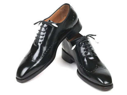 Paul Parkman Goodyear Welted Wingtip Oxfords Black Polished Leather (ID