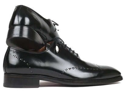 Paul Parkman Goodyear Welted Wingtip Oxfords Black Polished Leather (ID