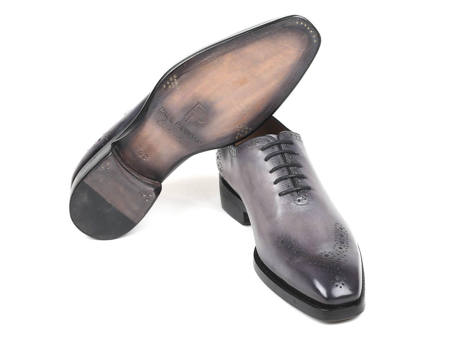 Paul Parkman Goodyear Welted Punched Oxfords Gray (ID