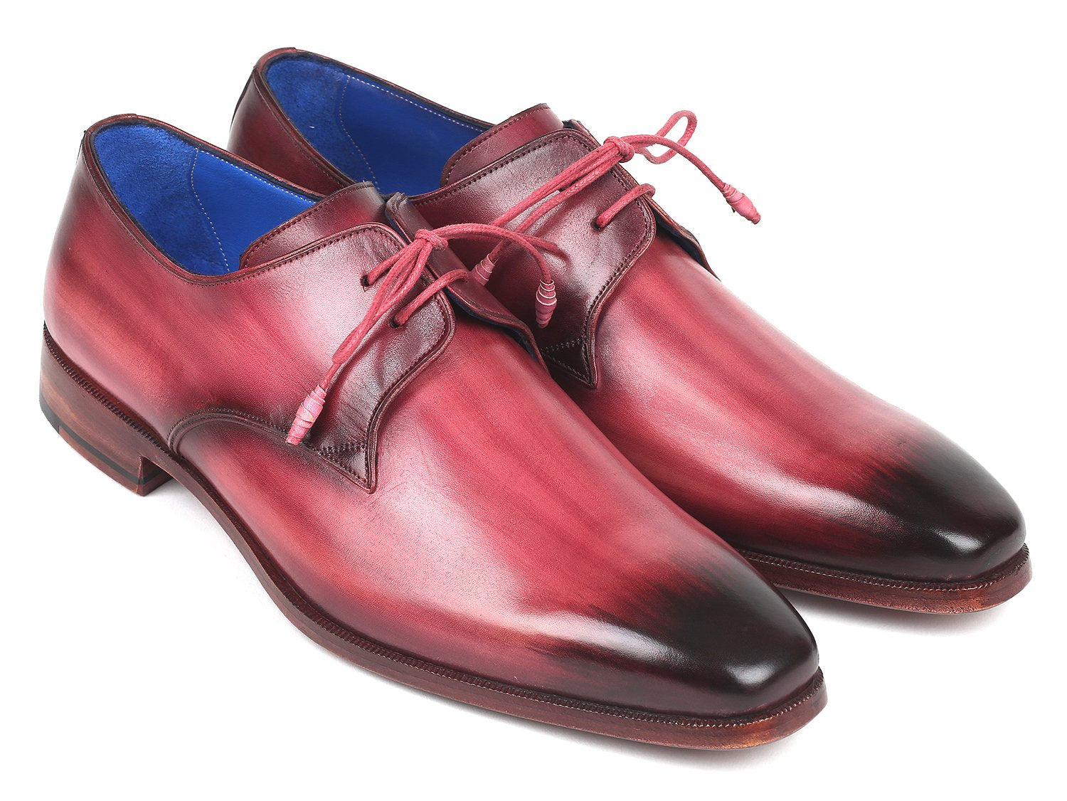 Paul Parkman Pink &amp; Purple Hand-Painted Derby Shoes (ID