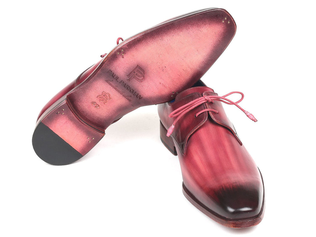 Paul Parkman Pink &amp; Purple Hand-Painted Derby Shoes (ID