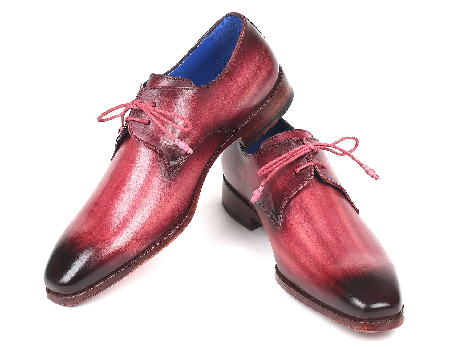 Paul Parkman Pink &amp; Purple Hand-Painted Derby Shoes (ID