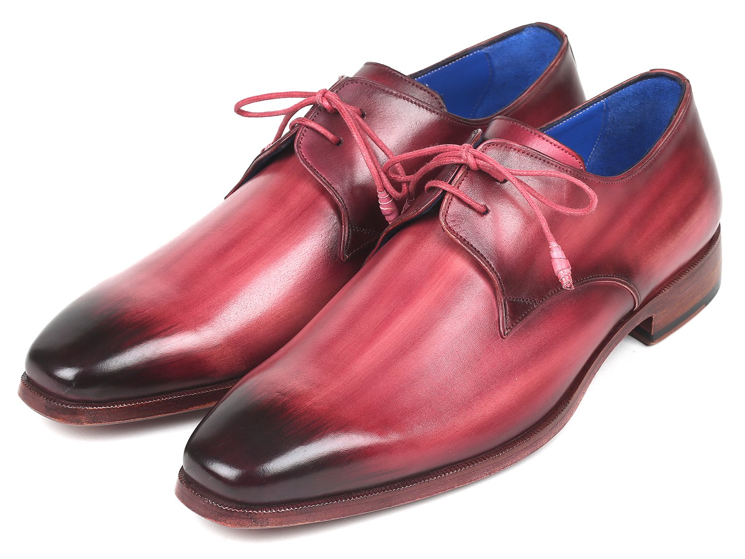 Paul Parkman Pink &amp; Purple Hand-Painted Derby Shoes (ID