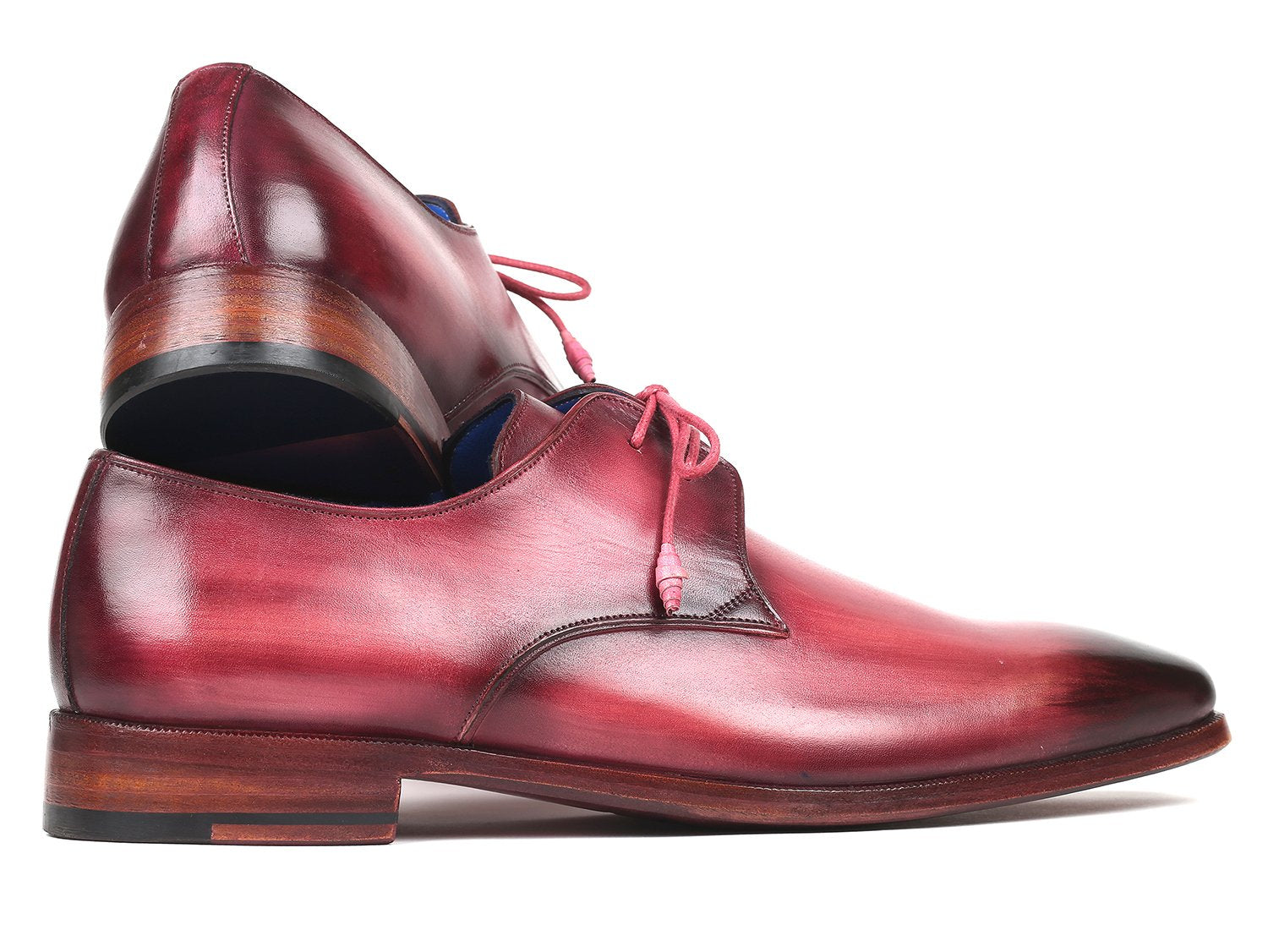 Paul Parkman Pink &amp; Purple Hand-Painted Derby Shoes (ID