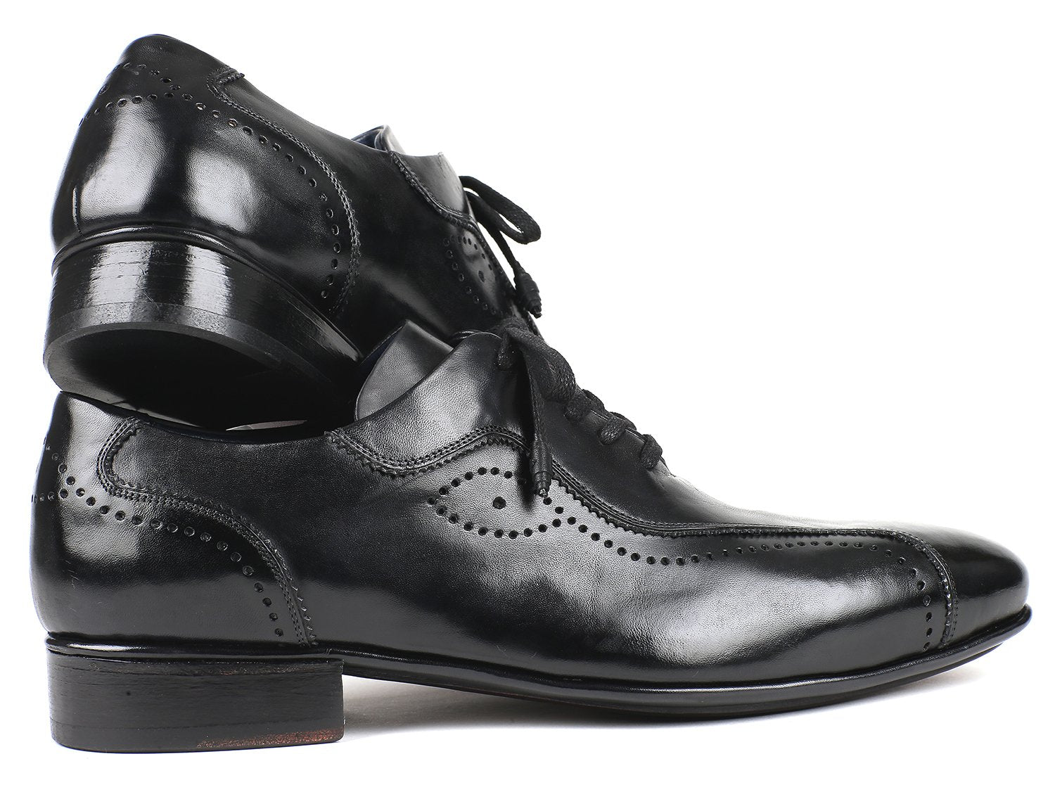 Paul Parkman Handmade Lace-Up Casual Shoes For Men Black (ID