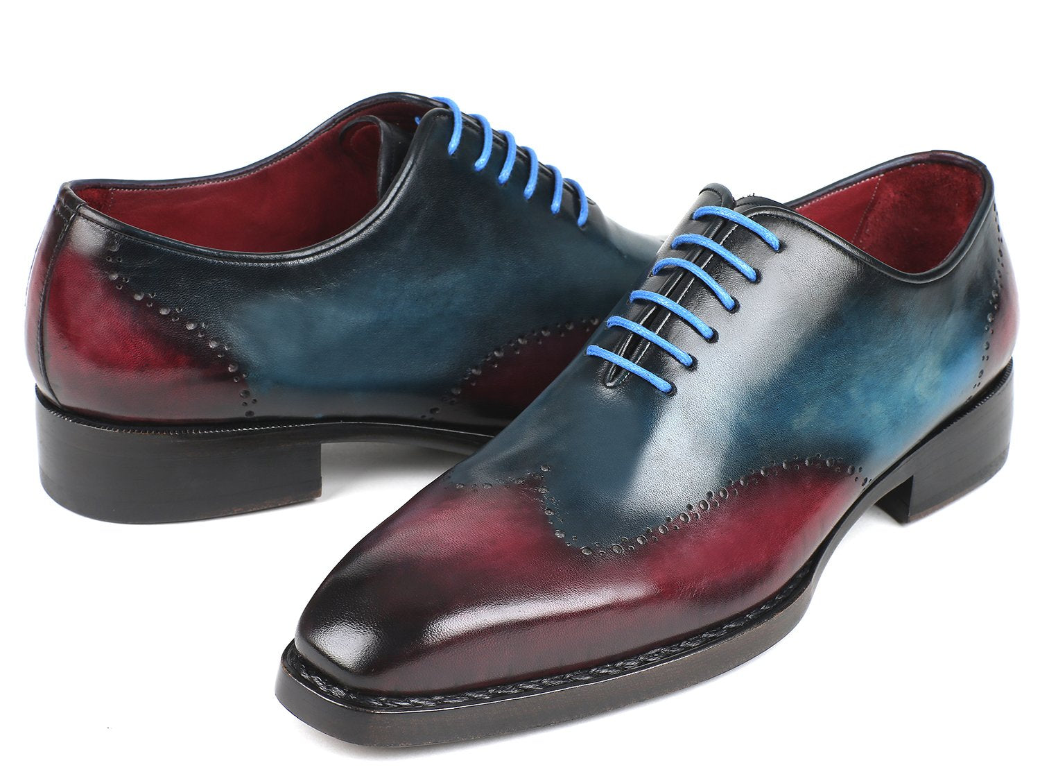 Paul Parkman Goodyear Welted Wingtip Oxfords Blue &amp; Purple (ID