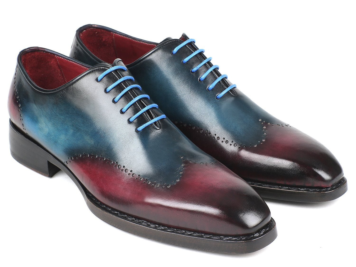 Paul Parkman Goodyear Welted Wingtip Oxfords Blue &amp; Purple (ID