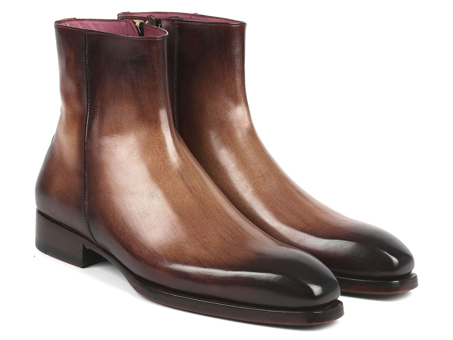 Paul Parkman Brown Burnished Side Zipper Boots Goodyear Welted (ID