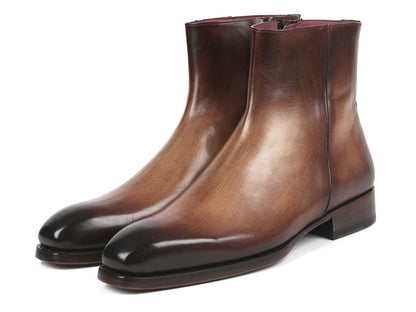 Paul Parkman Brown Burnished Side Zipper Boots Goodyear Welted (ID