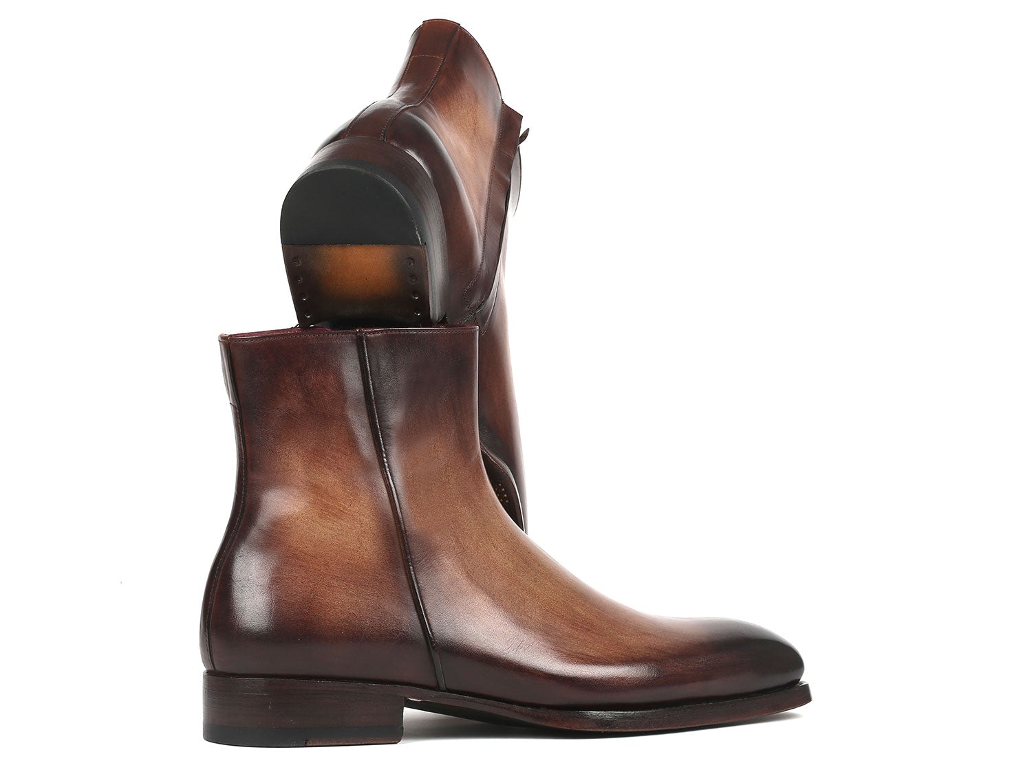 Paul Parkman Brown Burnished Side Zipper Boots Goodyear Welted (ID