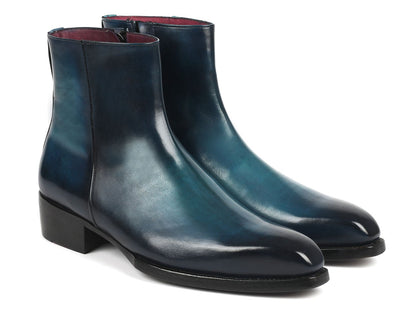 Paul Parkman Blue Burnished Side Zipper Boots Goodyear Welted (ID