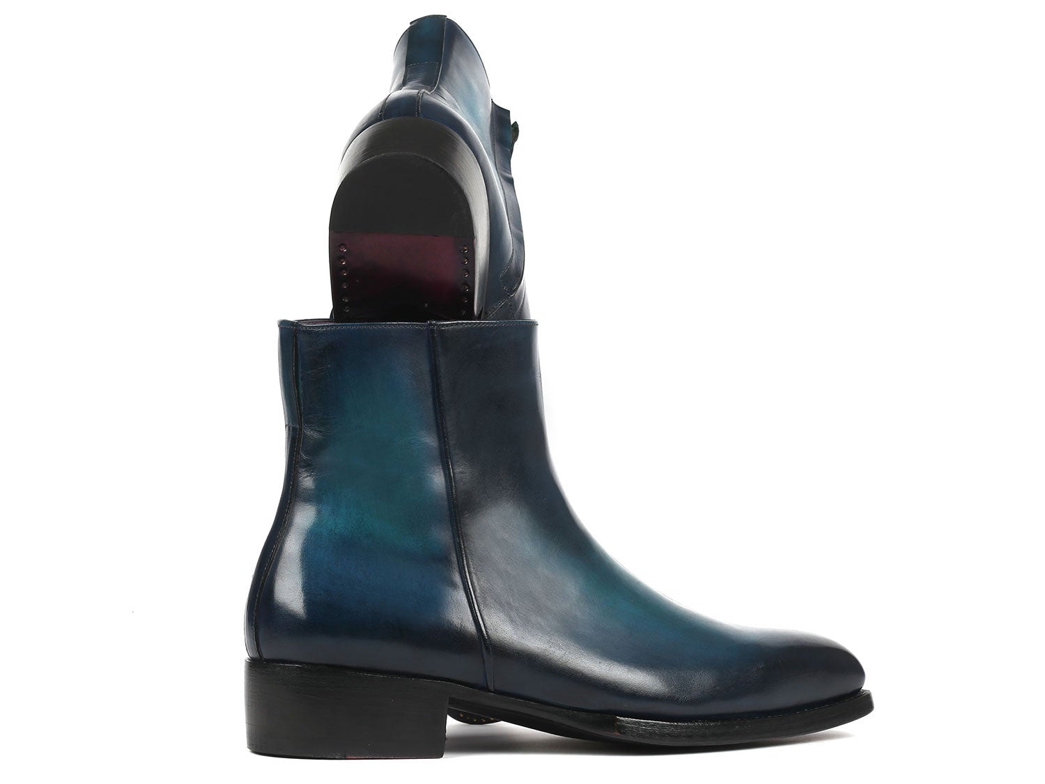 Paul Parkman Blue Burnished Side Zipper Boots Goodyear Welted (ID