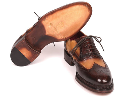 Paul Parkman Wingtip Oxfords Goodyear Welted Brown &amp; Beige (ID