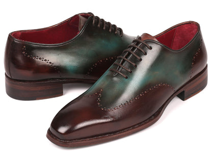 Paul Parkman Goodyear Welted Wingtip Oxfords Brown &amp; Turquoise (ID